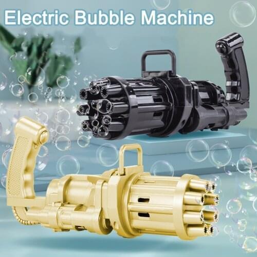 Automatic Gatling Bubble Gun Toys Summer Soap Water Bubble Machine 2-in-1 Electric Bubble Machine For Kids Bubble Blowing