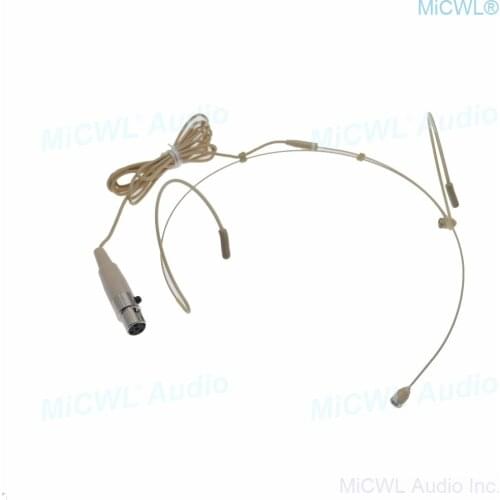 Beige Double ear Headset Audio Microphone For Shure BeltPack XLR mini 4Pin