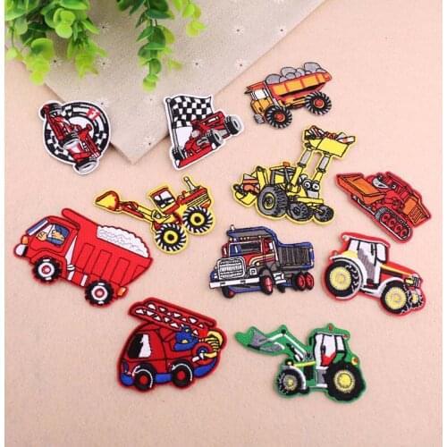 Bobitree 11 pcs/set cartoon cute cars patches iron on embroidery Stickers Fabric deal with it clothing