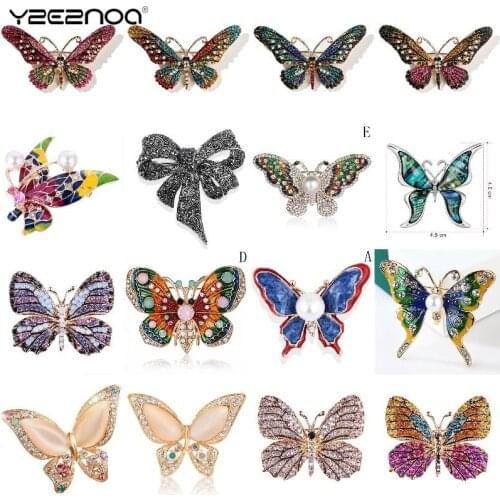 Large Crystal Rhinestones Butterfly Brooches For Women Spring Insect Brooch Pin Coat Brooch Fashion Costume Jewelry Dropping