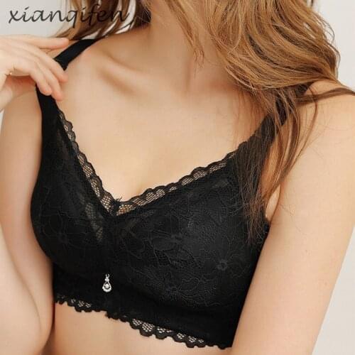 Xianqifen sexy minimizer bras for women crop top bh floral bralette push up plus size brassiere girl 34 36 BC cup lingerie lady