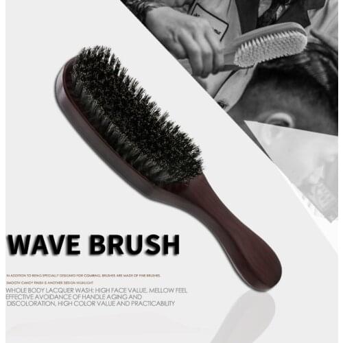 Wooden 100% Boar Bristle Men 360 Wave Brush Curved Beard Hair Brush
