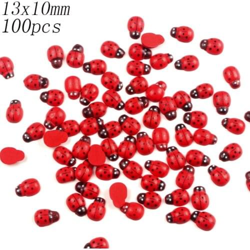 100pcs 13x10mm Wood Ladybug Unfinished Embellishments MDF Wooden Cutout Flatback Scrapbooking For Cardmaking Art Wedding Decor