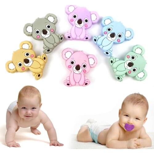 Baby Teether Cartoon Bear Chewing Training Massager Food Grade Silicone Teether Maternal Teether Infant Molar Stick Baby Care