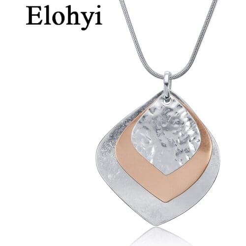 ELOHYI Long Matt Necklace for Women Vintage Statement Geometric Pendants Women Fashion Jewelry Collares Mujer Kolye Jewelry