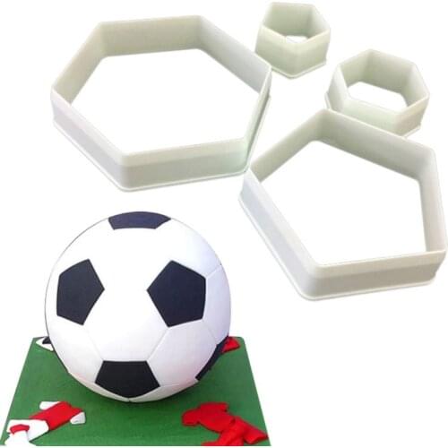 4 Pcs-set Cake Mold Hexagon Fondant Mold Soccer Ball Sugarcraft Footbal Plastic Fondant Cutter Fondant Cake Decorating Tools