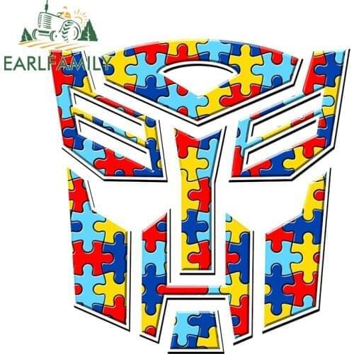 EARLFAMILY 13cm x 12.6cm for AUTOBOTS Autism Vinyl Car Stickers Personality Snowboard Car Door Laptop Fine Waterproof Decal