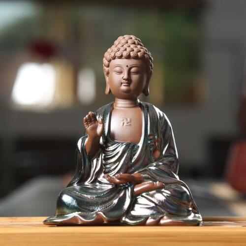 Purple Sand Tea Pet Tathagata Guanyin Maitreya Buddha Statue Creative Car Home Decorations and Accessories Living Room Figurines