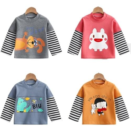 Cotton Kids T-shirts Children Tops Clothes Tee Baby Boys Girls Long Sleeve Tshirt Toddler Clothing