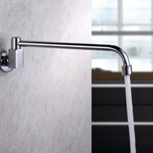 Chrome single cold brass wall mounted kitchen faucet with 25 cm long rotate pipe kitchen faucet