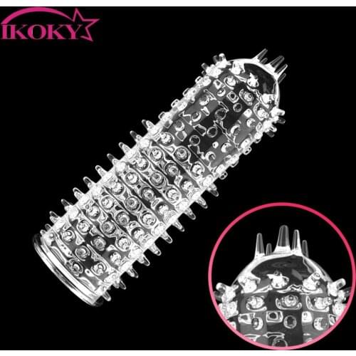 IKOKY Adult Sex Toys for Man Penis Sleeve Adults Product Cock Cover Ring Male Enlargement Reusable Condom Delayed Ejaculation