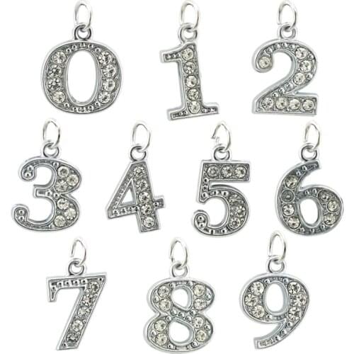 JINGLANG Mixed Digital 0-9 Charms Pendants Necklace Earrings Metal Accessories DIY Charms Jewelry Crafts Making 30 pcs