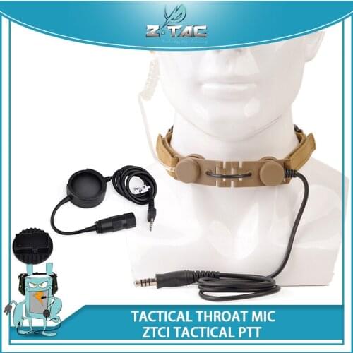 Z-Tac Airsoft element tactical Softair Headset Hunting Bodyguard Sniper Throat Mic+Tube Earphone Set with Midland PTT Z033+Z138
