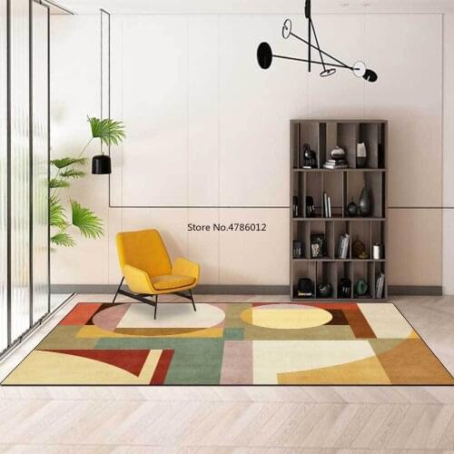 200x300cm Simple Morandi Geometric Stitching Red Yellow Green Living Room Bedroom Bedside Carpet Floor Mat Customization