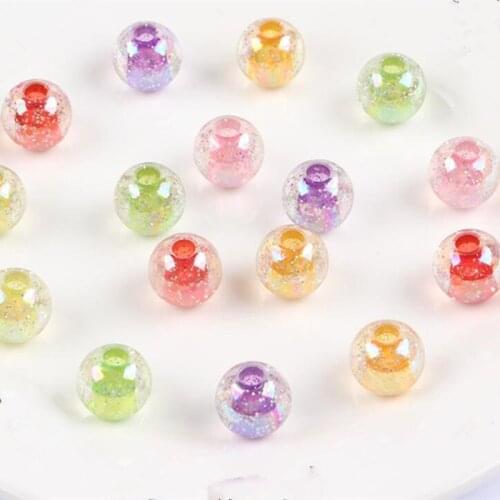 Fashion10mm Acrylic Transparent Colorful Powder Round DIY Loose Bead jewelery findings with 2mm hole 50pcs/lot y1336