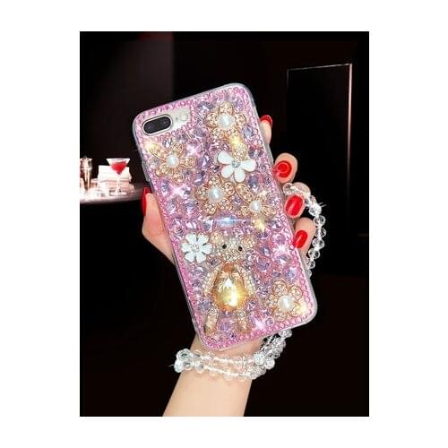 LaMaDiaa Luxury Bling Lovely Bear Rhinestones Diamonds Soft Case Cover For Samsung S21 S20 S8 S9 S10 Plus S6 S7 Note20 10 9 8 5