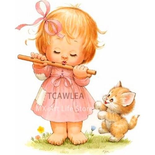 Lovely Girl Playing Flute and Cat Metal Cutting Dies Human Doll Dies for DIY Craft Scrapbooking Cards Decorative 2020