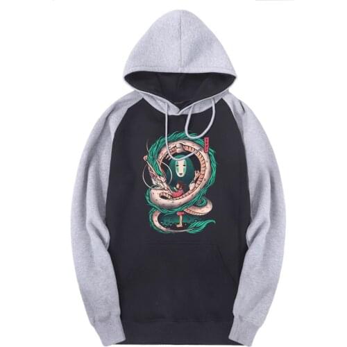 Mens Japan Anime Sweatshirts Raglan Hooded Printing Casual Clothing Autumn Winter Hoodies Male Hip Hop Breathable Hoody Homme