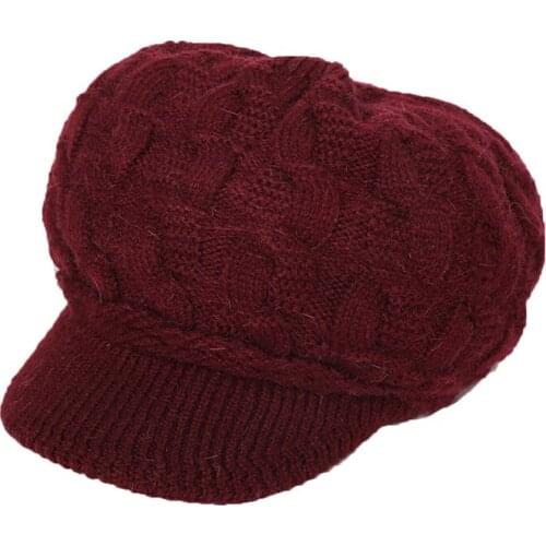 Autumn and Winter New Solid Color Plush Fashionable Warm Womens Duck Cap Knitted Soft Rabbit Wool Hat