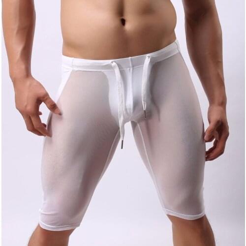 Transparent Mesh Sheer Shorts Super Sexy Mens Swim Shorts Brave Person Swimwear Swimming Trunks Beach Bathing Sport Swimsuit Man