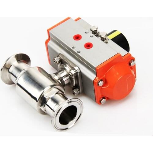 Q681F-16P Sanitary Ball valve O.D 38 mm AT63 Actuator Food grade Stainless steeltee quick clamp pneumatic two way ball valve