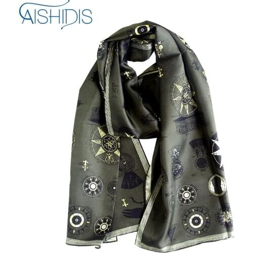 New Style Long Silk Scarf Vintage Men Women Striped Muffler Shawl Wrap Fleur-de-Lis Hotwheels Designed