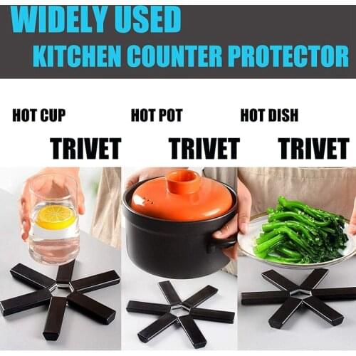 Folding Trivet Mat Pot Holder Non-Slip Hot Pads for Table Countertop Expandable Kitchen Trivet Heat Resistant Pad 5 Pcs