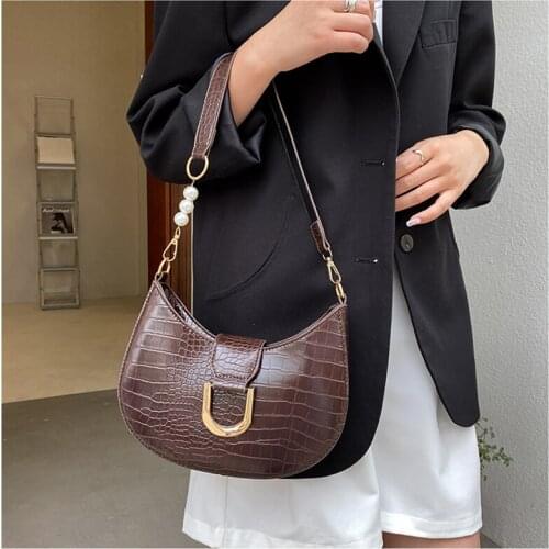 Fashion Crocodile Pattern Shoulder Bag Women Luxury Designer Underarm Baguette Bag 2021 New Crossbody Handbag Female Sac A Bag