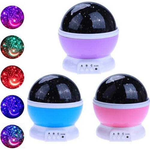 Stars Starry Sky LED Night Light Rotating Projector Moon Lamp Battery USB power Kids Gift Children Bedroom Lamp Projection Light