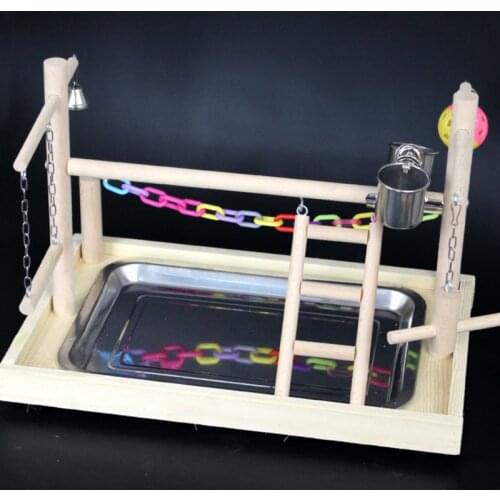 Bird Training Playground Parrots Wood tand Perch with Ladder feeder Toys Parrots feeding cup Swing Hanging Climbing Frame HW040