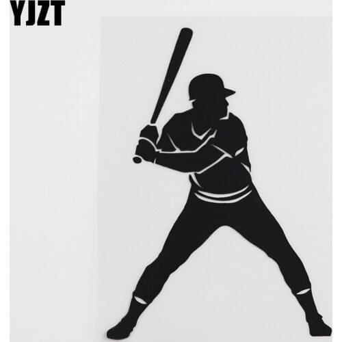 YJZT 9.3CMX13CM American Sport Baseball Player Bat Game Vinyl Car Sticker Black/Silver 8A-0336
