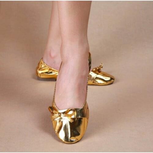 Ladies Belly Dancing Costume Shoes Children Indian Dance Performance Shoes Girls Ballet Dance Shoes PU Leather One Pair
