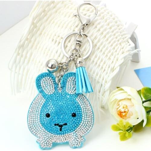 ZOSHI Fashion Cute Purse Cloth Rabbit Keychain Charms Chain Lether Tassel Car Key Chain Women Accessories Bag Keyring