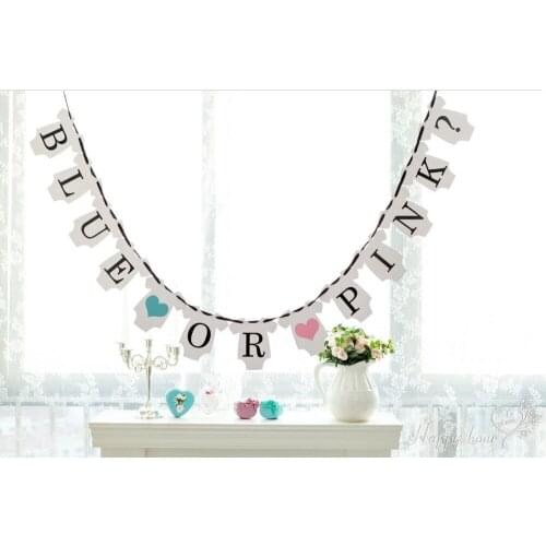 1 X BLUE OR PINK Banner Baby Shower Sign Garland Baby Gender Reveal Party Decorations