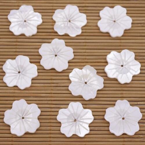 10PCS Shell Natural White Mother of Pearl 25mm pentagon Flower Charms