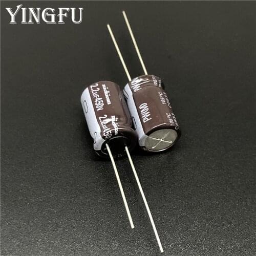 100pcs 2.2uF 450V NICHICON PW Series 10x16mm Low Impedance Long Life 450V2.2uF Aluminum Electrolytic capacitor