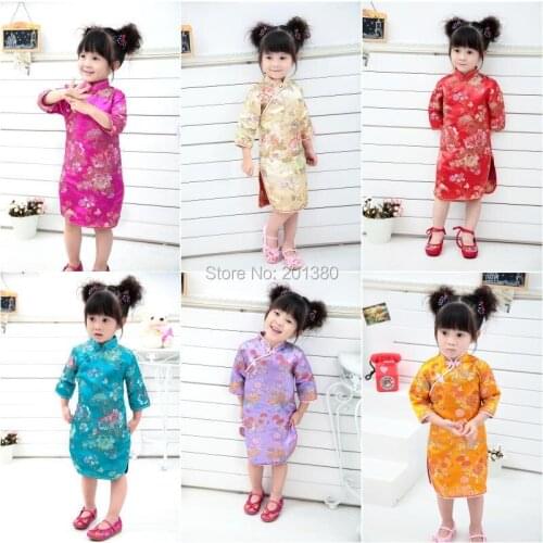 2019 Kid Girl Summer Dresses Three Quarter clothing Traditional Chinese Style Cheongsams Qipao 13DESIGNS FOR CHOOSE