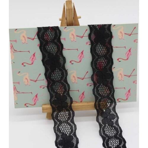 50Yards 2cm 3cm White Black Pink Stretch Fabric Ribbon Tape Lace Trim DIY Bra Underwear Embroidered For Sewing Decoration