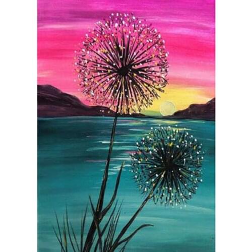 5D DIY Diamond Painting Square/Round Diamond Landscape Painting Dandelion Beauty Picture Cross Stitch Decoration Artwork WG3054