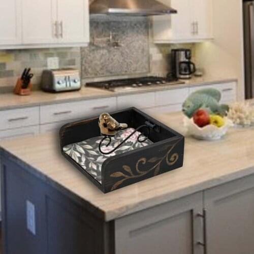 American Retro 16.5 Cm Solid Wood Tissue Box Cute Bird Napkin Storage Box Desktop Home Decoration