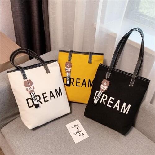 Canvas Big Bag Womens 2021 New Fashionable Korean Style Student Class Messenger Bag Large Capacity Shoulder Portable Tote Bag