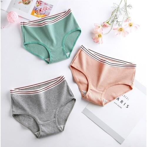 BZEL Hot Sale Elastic Belt Panties Women Fashion Comfort Cotton Briefs Simple Striped Underwear Breathable Panty Sports Lingerie
