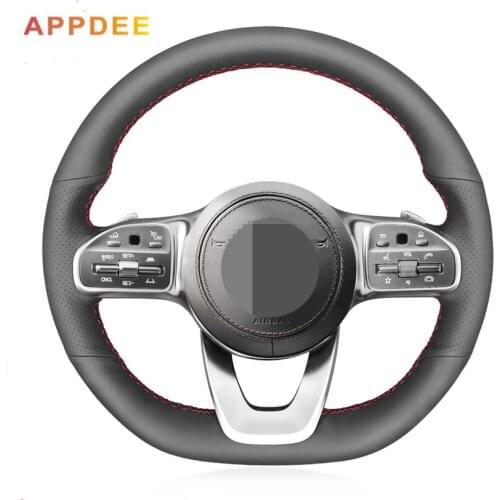 Handsewing Black Artificial Leather Steering Wheel Covers for Mercedes-Benz A-Class W177 C-Class W205 E-Class W213 S-Class W222