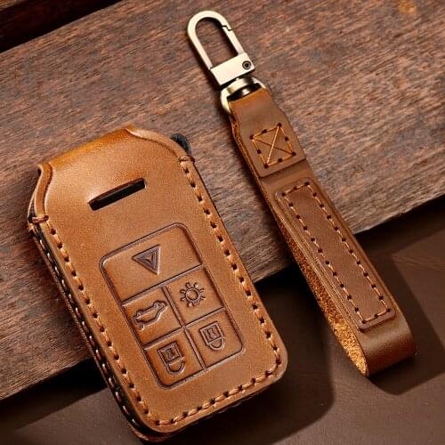 5 6 Button Leather Car Key Case Cover For Volvo S80L S60L XC60 V40 S60 V60 V70 S80 XC70 XC40 XC90 S90 C30 Car Accessories