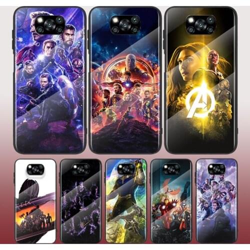 Marvel Avengers Member Tempered Glass Cover For Xiaomi Mi 11 11i 10T CC9E 9T Note 10 Ultra Pro Lite 5G Phone Case