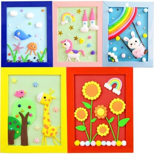 Toys for Children Handmade DIY Fancy Toy 3D Photo Frame Super Light Clay Creative Decorative Arts and Crafts for Kids