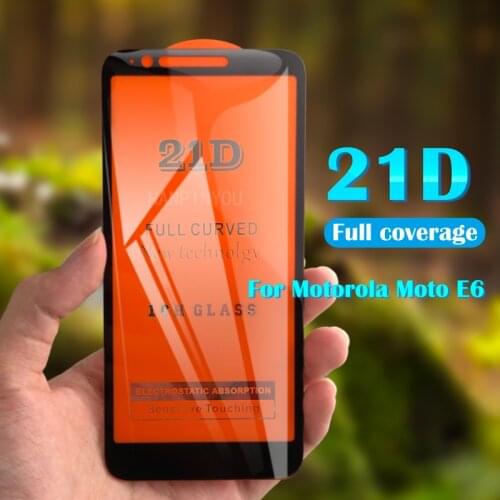 For Motorola Moto E6 / Moto E (6th Gen.) 5.5" 21D 9D Full Glue Cover Toughened Tempered Glass Film Screen Protector Guard