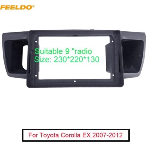 FEELDO Car 9" Radio Fascia Frame For Toyota Corolla EX 2007-2012 2Din Stereo Audio Fitting Adaptor Facia Panel Frame Kits