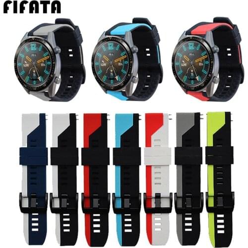 FIFATA 22MM Double Color Soft Silicone Sport Strap For Xiaomi Huami Amazfit GTR 2/GTR 47MM/Huawei GT 46MM/GT 2 46MM Smart Watch