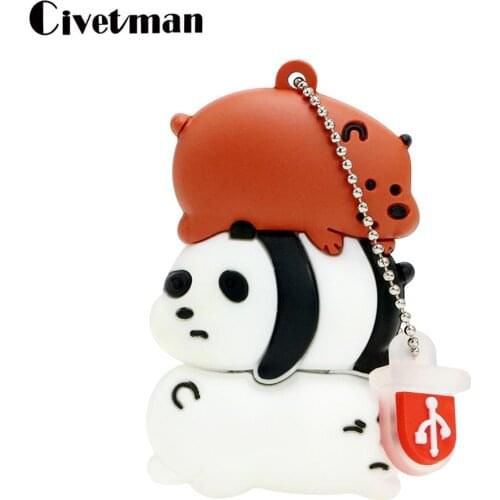 Cartoon 128GB Cute Panda Pig Cat Animal USB Flash Drive 8GB 16GB 32GB 64GB Pendrive 256GB USB 2.0 Memories USB Stick Memory Disk